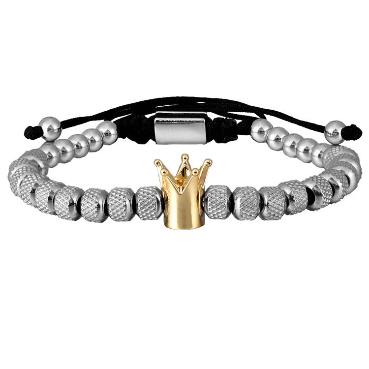 Luxury Roman Royal Crown Charm Bracelet Men Stainless Steel Geometry Pulseiras Men Adjustable Bracelets Couple Jewelry Gift
