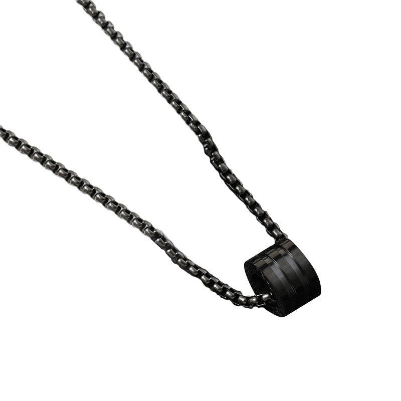 Stainless Steel Necklace Three-dimensional Cylindrical Ring Buckle Titanium Steel Necklace Suit