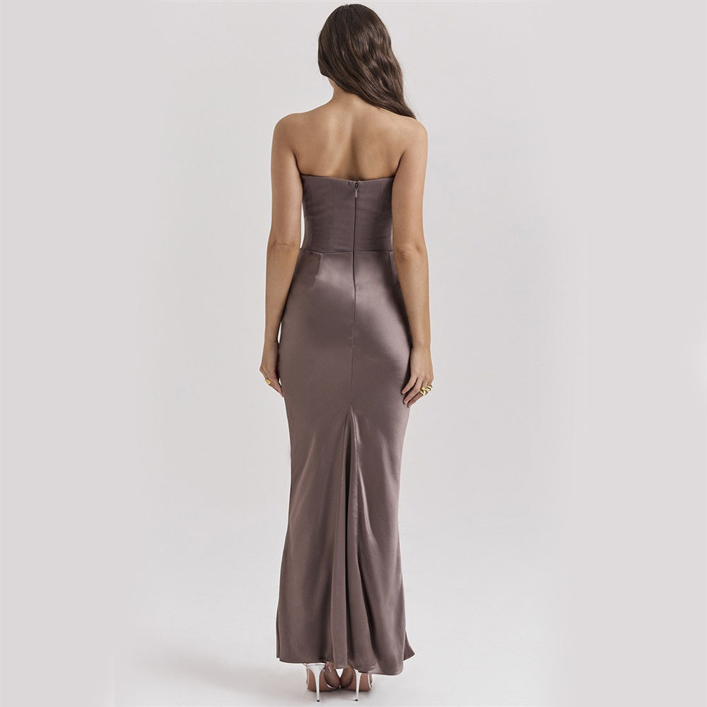 Slim Tube Top Long reDss Sexy Fashion Bandeau Backless Party Evening Dresses For Women Clothing
