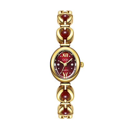 Gedi National Style Emerald Good-looking Bracelet Watch Niche High-grade Light Luxury Shell Pearls Exquisite Women's Quartz Watch