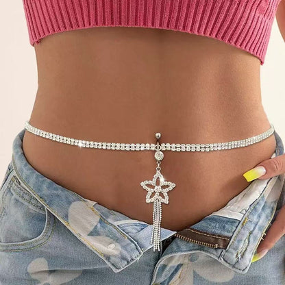 Tassel Love Heart Belly Ring Waist Chain Sexy Cutout