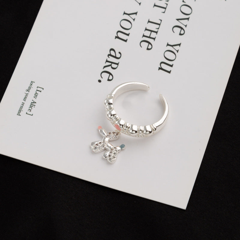 Finger Ring With Dog,silvery Color,Only Self-pickup Is Supported, And The Displayed Prices Are All Self-pickup Prices