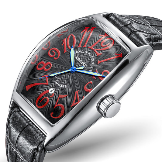 Wine barrel-shaped automatic mechanical watch