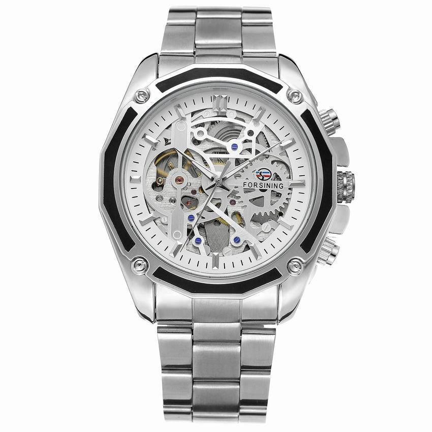 Men's waterproof hollow mechanical watch