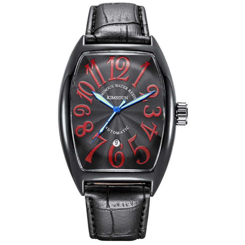 Wine barrel-shaped automatic mechanical watch