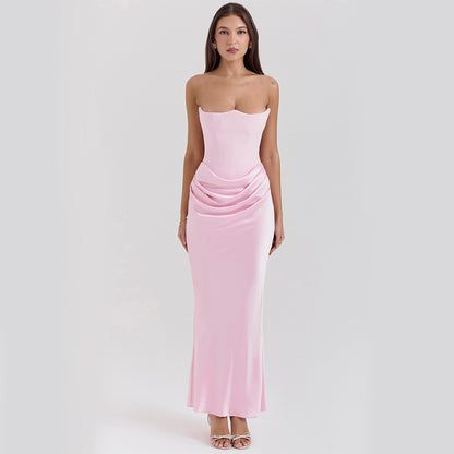 Slim Tube Top Long reDss Sexy Fashion Bandeau Backless Party Evening Dresses For Women Clothing
