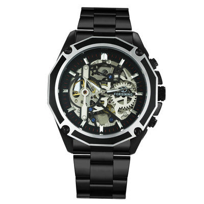 Men's waterproof hollow mechanical watch
