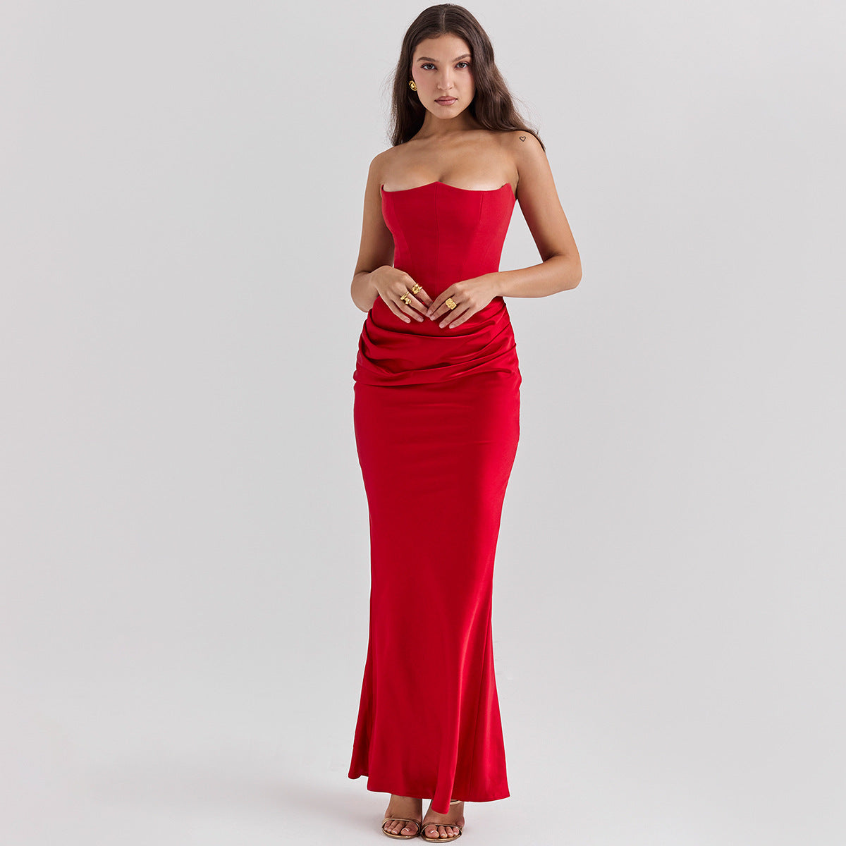 Slim Tube Top Long reDss Sexy Fashion Bandeau Backless Party Evening Dresses For Women Clothing