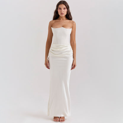 Slim Tube Top Long reDss Sexy Fashion Bandeau Backless Party Evening Dresses For Women Clothing