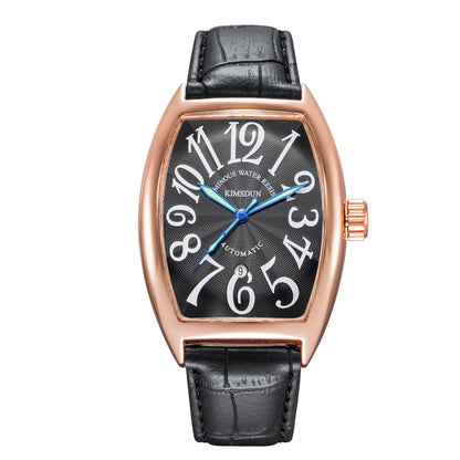 Wine barrel-shaped automatic mechanical watch