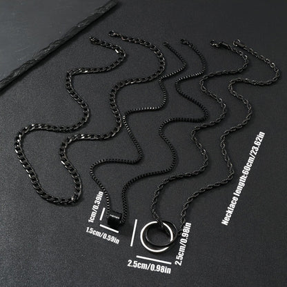 Stainless Steel Necklace Three-dimensional Cylindrical Ring Buckle Titanium Steel Necklace Suit