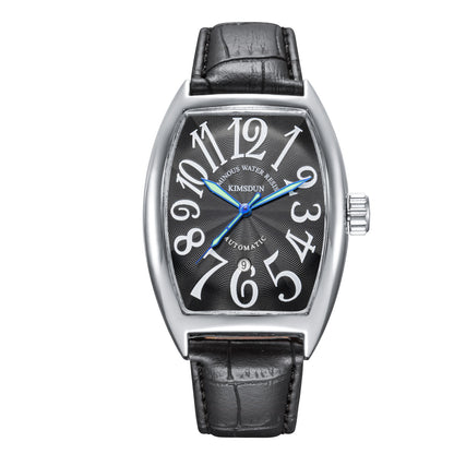 Wine barrel-shaped automatic mechanical watch