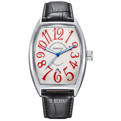 Wine barrel-shaped automatic mechanical watch