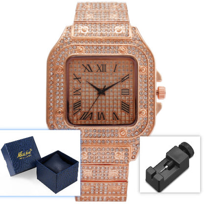 Square Diamond Full Diamond Roman Gradient Ladies Watch