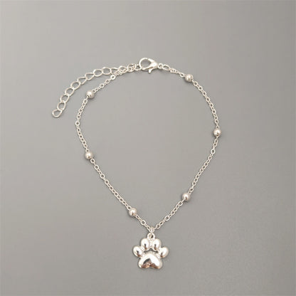 Bohemian Paw Print Pendant Beaded Anklet