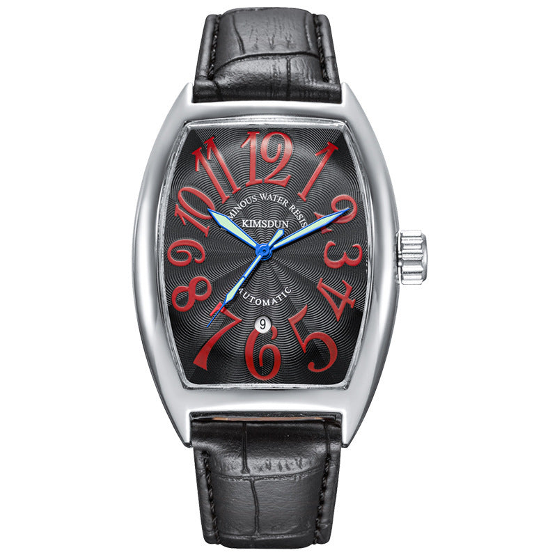 Wine barrel-shaped automatic mechanical watch