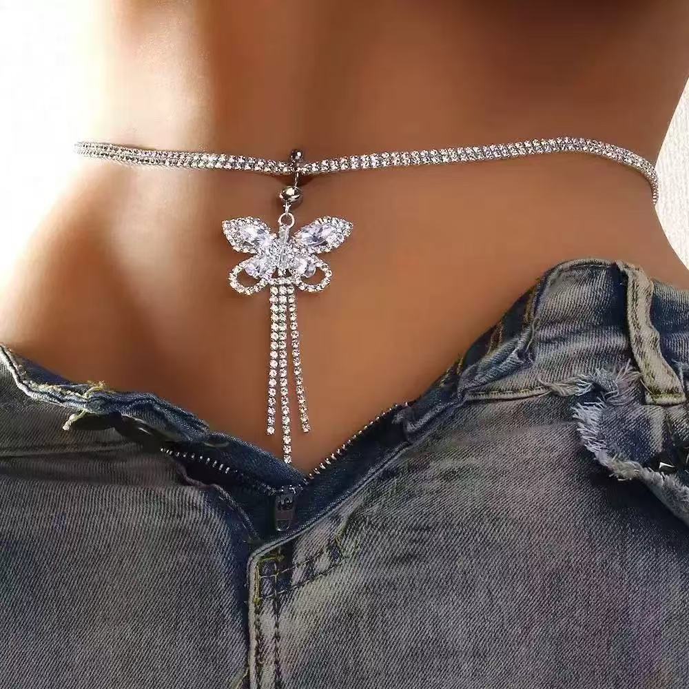 Tassel Love Heart Belly Ring Waist Chain Sexy Cutout