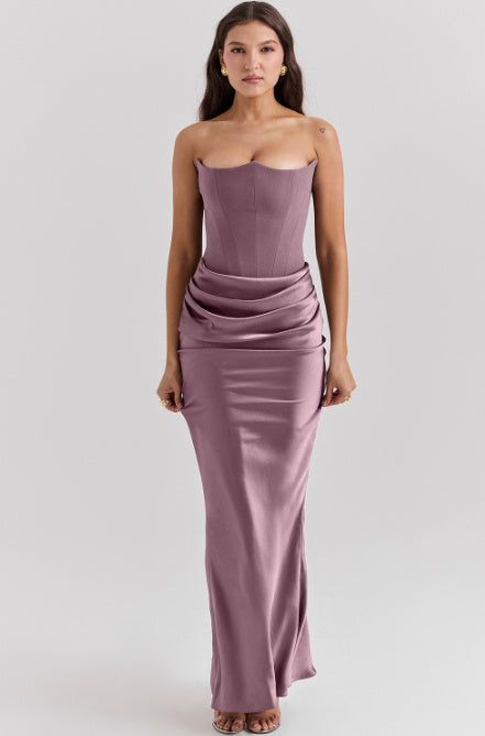 Slim Tube Top Long reDss Sexy Fashion Bandeau Backless Party Evening Dresses For Women Clothing