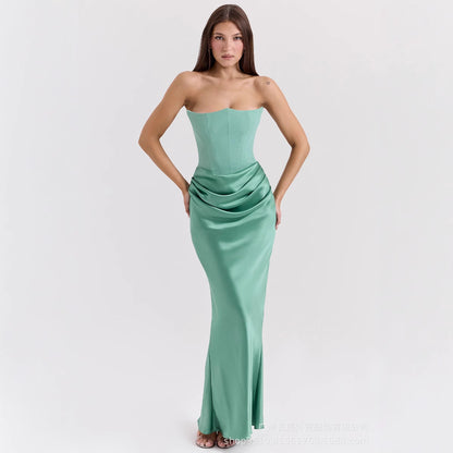 Slim Tube Top Long reDss Sexy Fashion Bandeau Backless Party Evening Dresses For Women Clothing