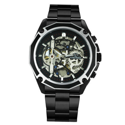 Men's waterproof hollow mechanical watch