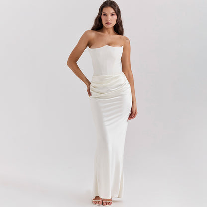 Slim Tube Top Long reDss Sexy Fashion Bandeau Backless Party Evening Dresses For Women Clothing