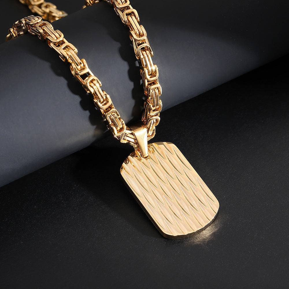 Titanium Steel Men's High-grade Water Ripple Pendant Necklace