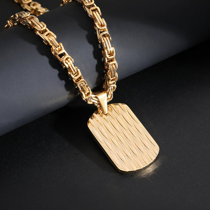 Titanium Steel Men's High-grade Water Ripple Pendant Necklace