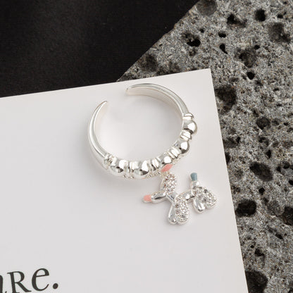 Finger Ring With Dog,silvery Color,Only Self-pickup Is Supported, And The Displayed Prices Are All Self-pickup Prices