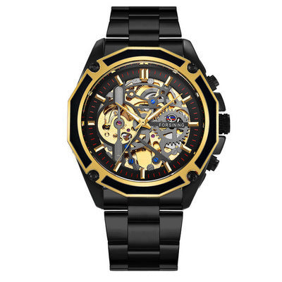 Men's waterproof hollow mechanical watch