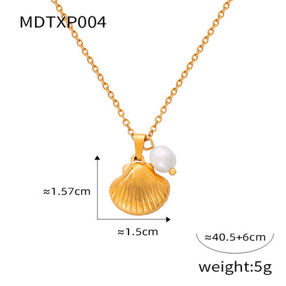 French Vintage Shell Jeweled Pendant Design Sense