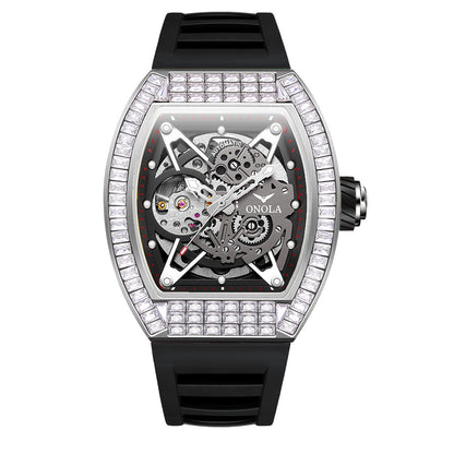 Hollow Automatic Mechanical Watch Men's Silicone Band Waterproof