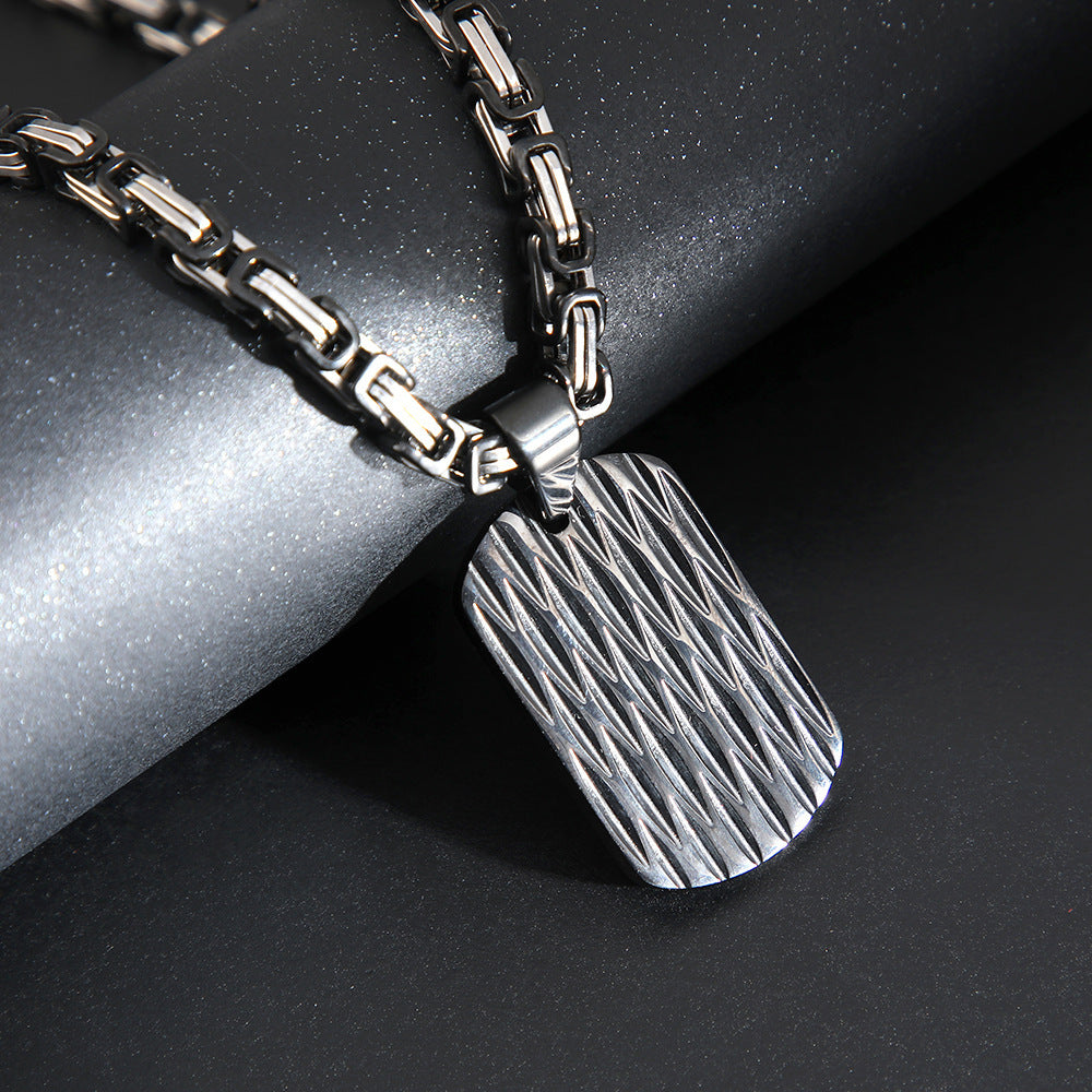 Titanium Steel Men's High-grade Water Ripple Pendant Necklace