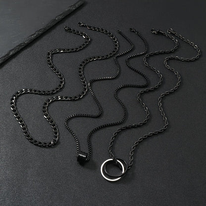 Stainless Steel Necklace Three-dimensional Cylindrical Ring Buckle Titanium Steel Necklace Suit