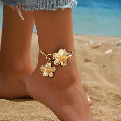 Fashion Simple All-match Flowers Anklet OT Buckle