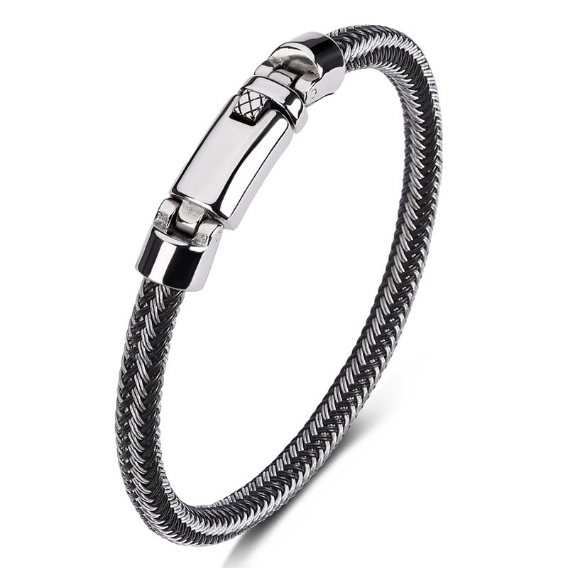 Hand-woven Leather Stainless Steel Classic Light Luxury Men And Women Bracelet
