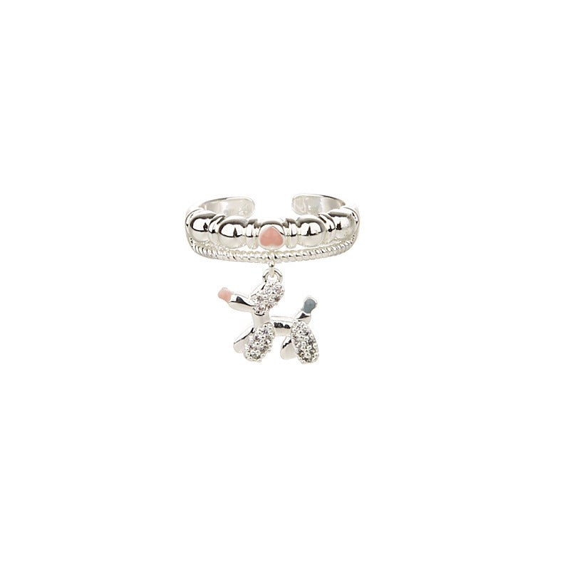 Finger Ring With Dog,silvery Color,Only Self-pickup Is Supported, And The Displayed Prices Are All Self-pickup Prices