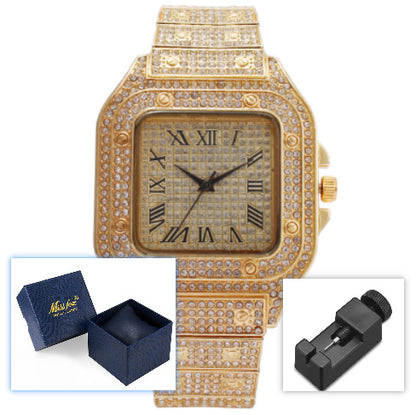 Square Diamond Full Diamond Roman Gradient Ladies Watch