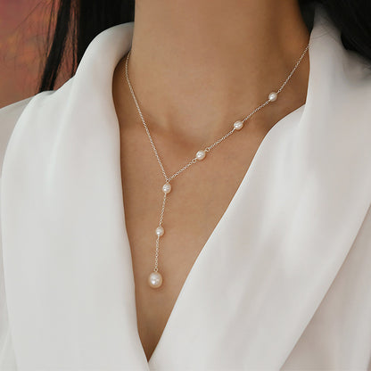 Freshwater Pearl Necklace 925 Silver Design Sense Senior Light Luxury