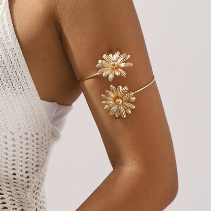 Fashion Creative Geometric Multi-layer Cross Water Drop Metal Armband