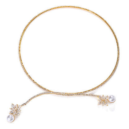 Vintage Pearl Zircon Fashion Necklace